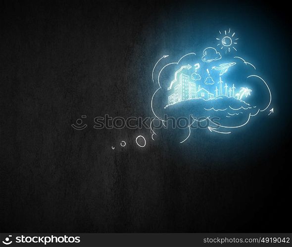 Lifestyle concept. Background image with life concepts on dark wall