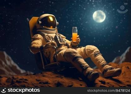 Lifestyle of an astronaut on another planet. Generative AI