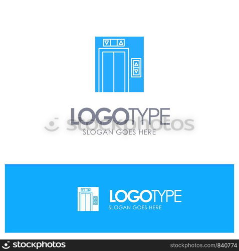 Lift, Building, Construction Blue Solid Logo with place for tagline