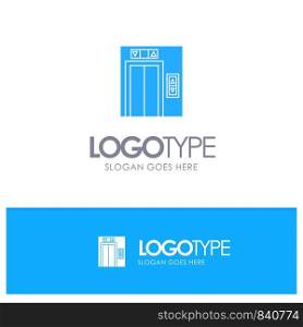 Lift, Building, Construction Blue Solid Logo with place for tagline