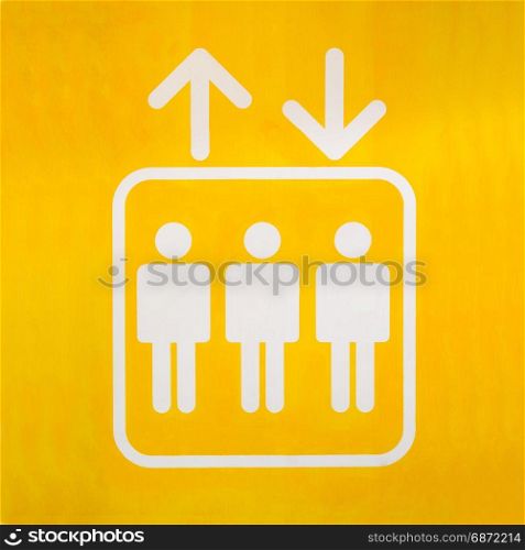 lift sign on yellow background
