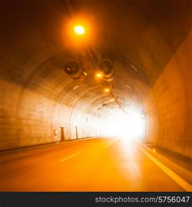 Light at the end of tunnel. Life motion concept. Light at the