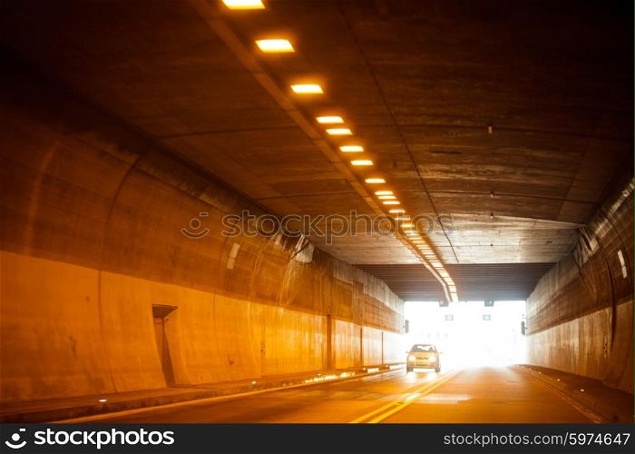 Light at the end of tunnel. Life motion concept. Light at the