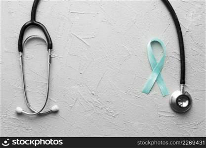 light blue ribbon black stethoscope
