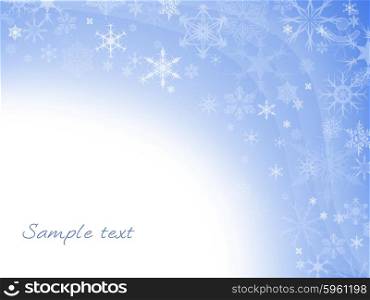 Light blue winter background with snowflakes