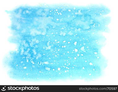 Light blue winter watercolor background with stains