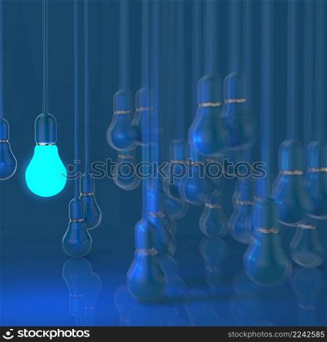 light bulb 3d on blue background