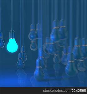 light bulb 3d on blue background