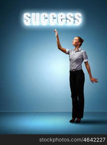 Light bulb and a business person as symbols of creativity in business