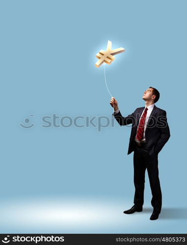 Light bulb and a business person as symbols of creativity in business