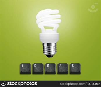 Light Bulb and keyboard buttonswith ideas word.. brainstorming