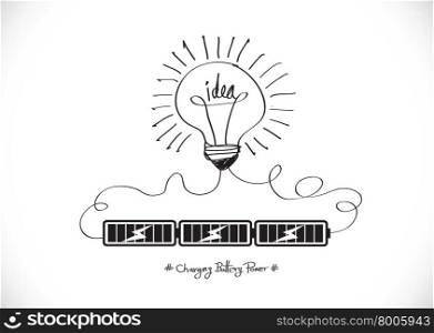 Light bulb Charging Battery Power Idea design