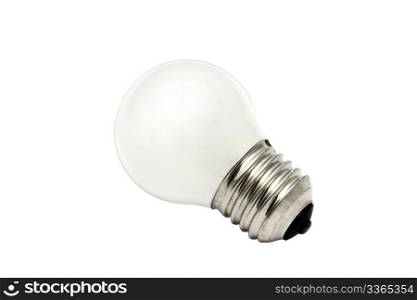 Light bulb closeup on white background