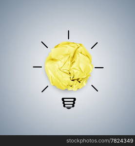 light bulb crumpled paper as creative concept