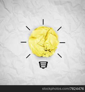 light bulb crumpled paper as creative concept