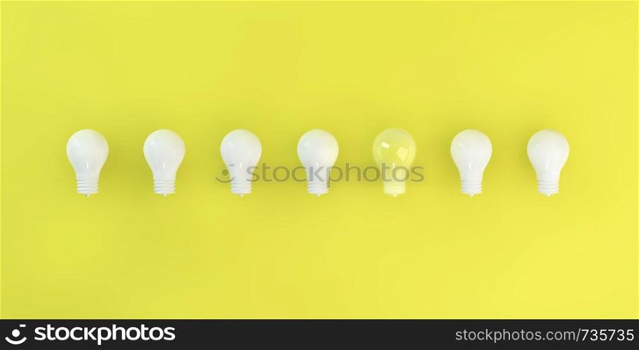 Light Bulb Glowing in the Middle of the Group