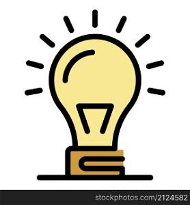 Light bulb icon. Outline light bulb vector icon color flat isolated. Light bulb icon color outline vector
