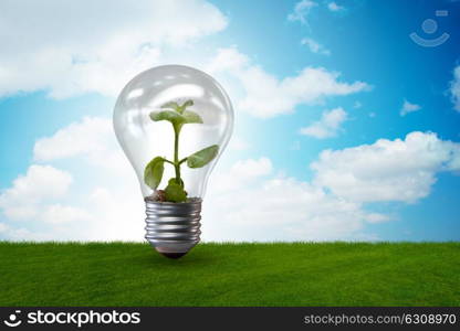 Light bulb in green environment concept - 3d rendering