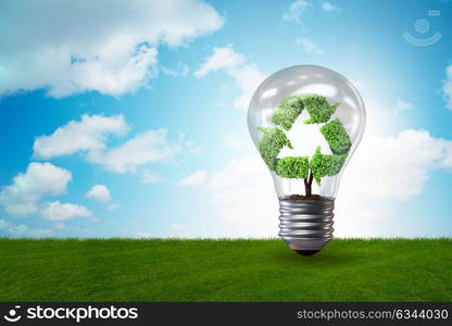 Light bulb in green environment concept - 3d rendering