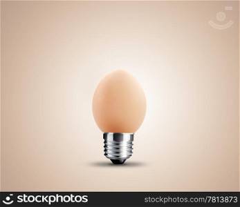 light bulb made from egg, light bulb conceptual Image.