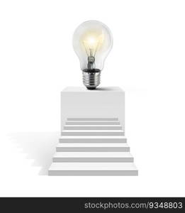 light bulb on octagonal pedestal. Concept and design, choose a light bulb