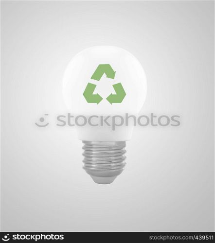 light bulb with recycle symbol isolated on white background - save energy and environment friendly for warming concept.