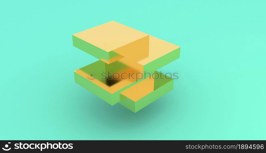 Light gold cube rotating 3d footage. Isometric block assembly motion. Cube parts moving and shifting isolated on blue background rendering animation. Geometric shape construction looped 4k video. Light gold cube rotating 3d footage. Isometric block assembly motion. Cube parts moving and shifting isolated on blue background rendering animation. Geometric shape construction looped 4k