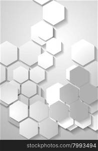 Light grey tech background with hexagons