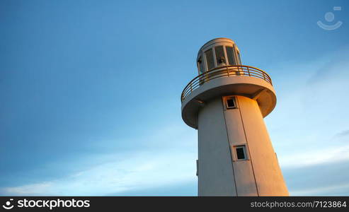 Light house with blue sky. This image was taken in Royong Thailand