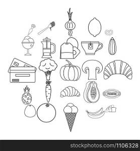 Light meal icons set. Outline set of 25 light meal vector icons for web isolated on white background. Light meal icons set, outline style