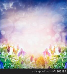 Light nature background with summer flowers with bokeh