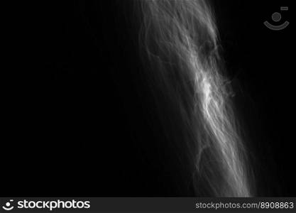 Light painted glowing abstract black and white curved lines on a black background