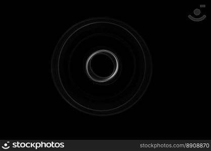 Light painted glowing abstract black and white curved lines on a black background