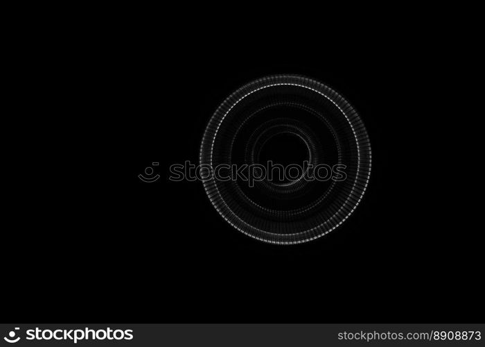 Light painted glowing abstract black and white curved lines on a black background