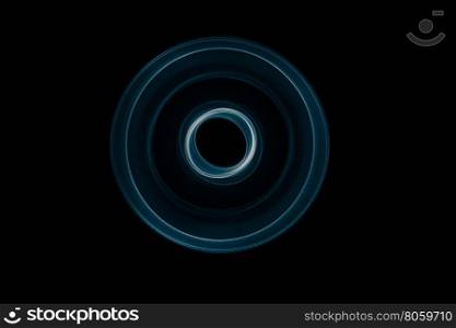 Light painted glowing abstract blue and white curved lines on a black background