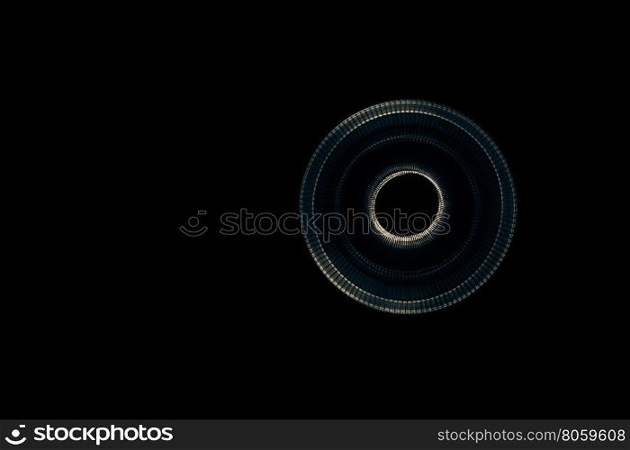 Light painted glowing abstract blue and yellow curved lines on a black background