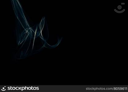 Light painted glowing abstract blue and yellow curved lines on a black background