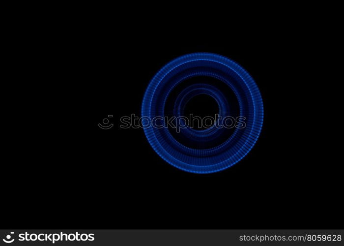 Light painted glowing abstract blue curved lines on a black background