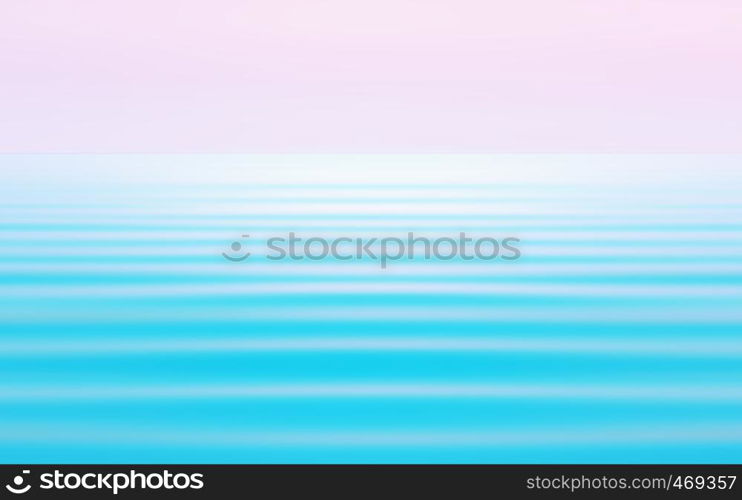 Light pink sky over the turquoise waves of the tide during sunset. Abstract pastel seascape background in watercolor tones with space for copy and design. Tinted, motion blur filter.