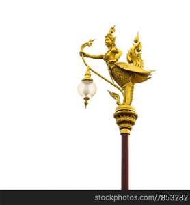 Light pole decorated with Thai kinaree mythology (half-woman and half-bird )