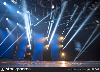 light rays on the stage. preparation for a concert. light rays on the stage