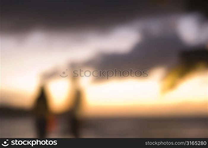 Light-Rimmed Figures and Clouds