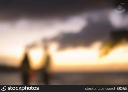 Light-Rimmed Figures and Clouds