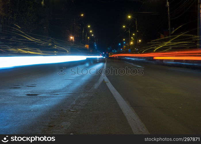 Light trails in the city at night. Long exposure.