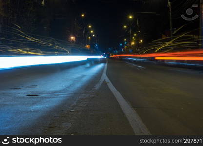 Light trails in the city at night. Long exposure.