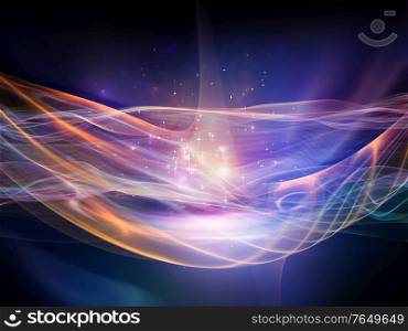 Light Wave series. Abstract background of sine waves and lights background on a subject of modern technology and science.