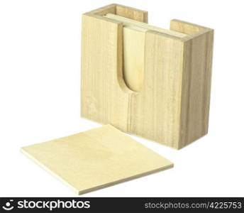 light wooden coasters on white background