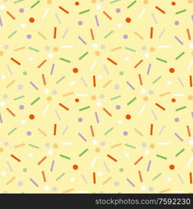 Light yellow jpeg seamless pattern with colored confetti.