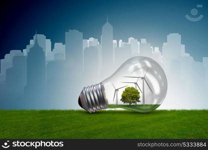 Lightbulb in alternative energy concept - 3d rendering