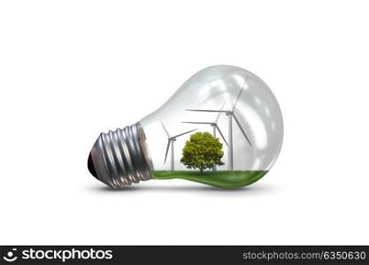 Lightbulb in alternative energy concept - 3d rendering